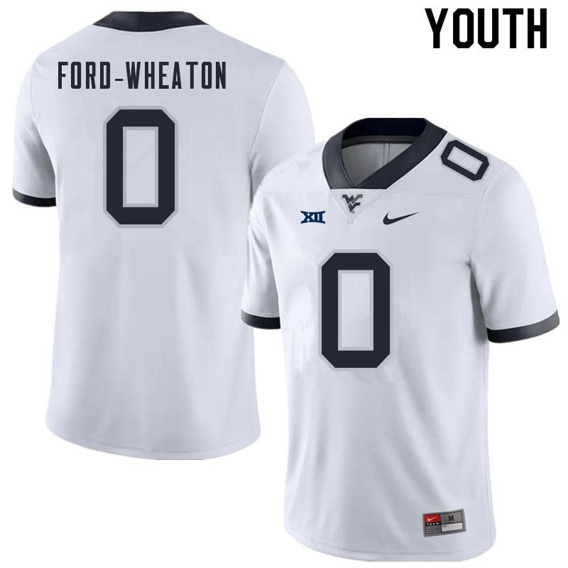 Youth #0 Bryce Ford-Wheaton West Virginia Mountaineers College Football Jerseys Sale-White - Click Image to Close